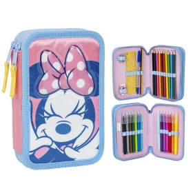 Double Pencil Case Minnie Mouse Pink 12,5 x 19,5 x 4,5 cm by Minnie Mouse, Pencil cases - Ref: S0740089, Price: 11,95 €, Disc...