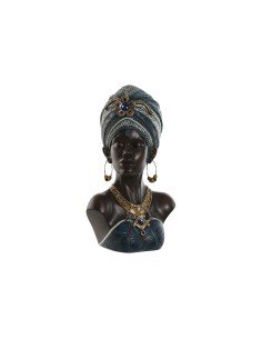 Statua Decorativa Home ESPRIT Azzurro Nero Dorato Africana 23 x 17 x 39 cm da Home ESPRIT, Soprammobili - Ref: S3056072, Prec...