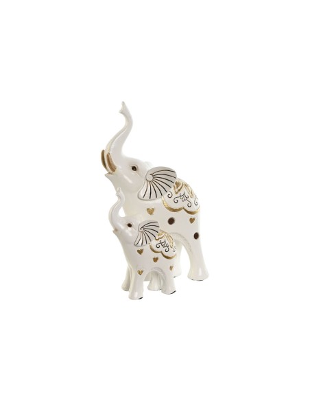 Figura Decorativa Home ESPRIT Branco Dourado Elefante Romântico 11 x 8 x 19 cm | Tienda24 Tienda24.eu