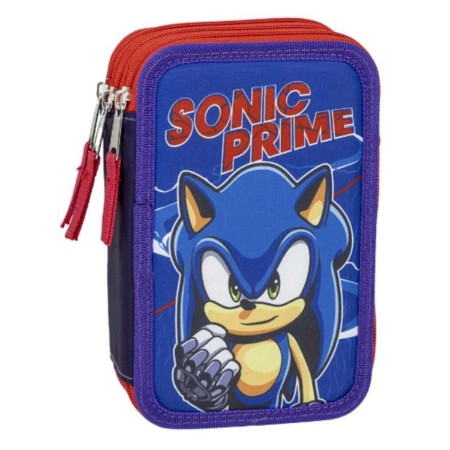 Plumier Triple Sonic Azul 12,5 x 6,5 x 19,5 cm de Sonic, Estuches - Ref: S0740413, Precio: 16,27 €, Descuento: %