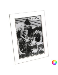 Cadre photo Romimex Blanc Noir verre 13 x 18 x 1 cm | Tienda24 Tienda24.eu