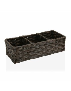 Basket Versa Brown 3 Compartments Polyethylene (15,2 x 10,2 x 35,6 cm) by Versa, Cosmetic Organisers - Ref: S3407614, Price: ...