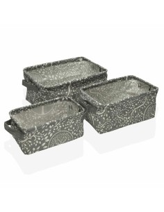 Jeu de Caisses de Rangement Empilables Gris foncé Carton (2 Unités) | Tienda24 Tienda24.eu