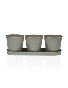 Maceta Versa Gris Triple Metal (11 x 33 cm) de Versa, Macetas para flores - Ref: S3410539, Precio: €10.89, Descuento: %