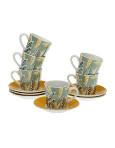 Juego de 6 Tazas de Café Versa Acebo Porcelana | Tienda24 Tienda24.eu