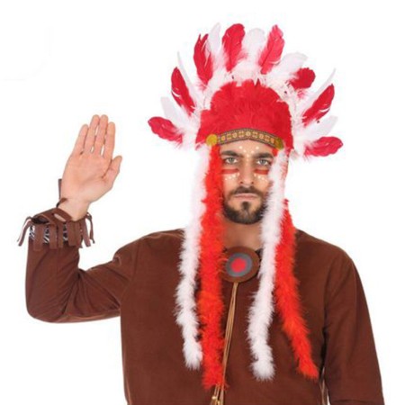 Indian Headdress 58297 Red American Indian | Tienda24 - Global Online Shop Tienda24.eu