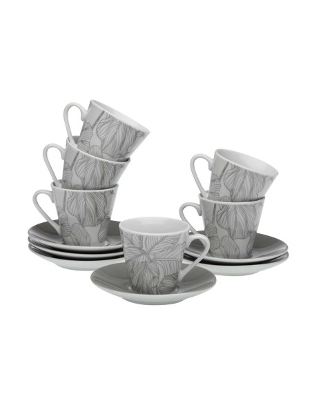 Juego de Tazas de Café Versa Palmera Porcelana | Tienda24 Tienda24.eu