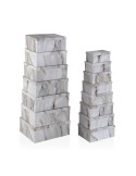 Set of Stackable Organising Boxes Versa Marble Cardboard 15 Pieces 35 x 16,5 x 43 cm | Tienda24 Tienda24.eu