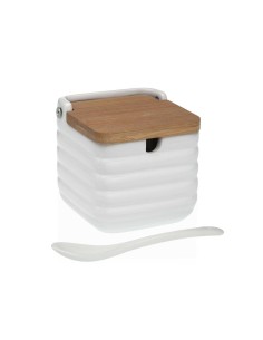 Sugar Bowl DKD Home Decor White Natural Bamboo Porcelain 31 x 9 x 7 cm 4 Pieces | Tienda24 Tienda24.eu