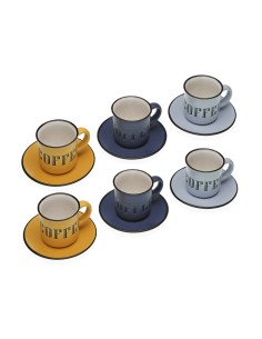 4 Piece Mug Set Home ESPRIT Blue Pink Stoneware Urban | Tienda24 Tienda24.eu