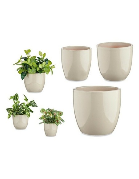 Set of pots Grey Clay (3 Pieces) (22,5 x 18,5 x 22,5 cm) | Tienda24 Tienda24.eu