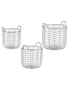 Set di Cesti Rotund Argentato Metallo (3 pcs) da Gift Decor, Contenitori senza coperchio - Ref: S3609030, Precio: 35,53 €, De...