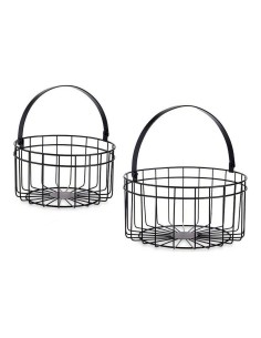 Panier Ronde Noir Métal (2 pcs) de Gift Decor, Boîtes de rangement ouvertes - Ref: S3609583, Precio: 13,93 €, Descuento: %