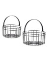 Basket Circular Black Metal (2 pcs) | Tienda24 Tienda24.eu