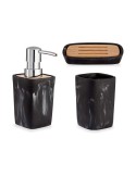 Bath Set Black 3 Pieces Plastic Bamboo | Tienda24 Tienda24.eu