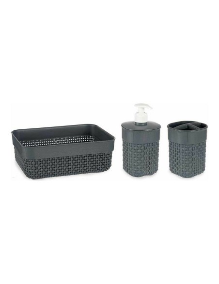 Bath Set Anthracite Plastic (3 pcs) | Tienda24 Tienda24.eu