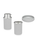 Set de Baño 3 Piezas Gris Plástico | Tienda24 Tienda24.eu