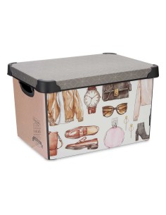 Set de Cajas Organizadoras Apilables Rayas Antracita Cartón (2 Unidades) | Tienda24 Tienda24.eu