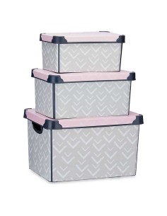 Aufbewahrungsbox mit Deckel Stefanplast Elegance Side Beige Kunststoff 29 x 21 x 39 cm (5 Stück) | Tienda24 Tienda24.eu