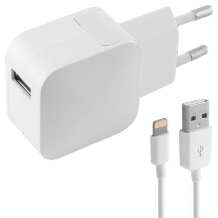 Chargeur Mural + Câble Lightning MFI KSIX Apple-compatible 2.4A USB iPhone | Tienda24 - Global Online Shop Tienda24.eu