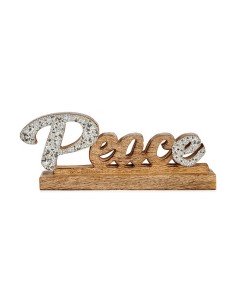 Statua Decorativa Peace Porporina 6 x 13 x 31 cm Argentato Legno da Krist+, Natale - Ref: S3611889, Precio: €7.87, Descuento: %