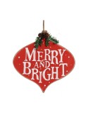 Insegna Merry and Bright 30 x 3,5 x 30 cm Rosso Bianco Verde Plastica Legno MDF da Krist+, Natale - Ref: S3611915, Precio: €3...