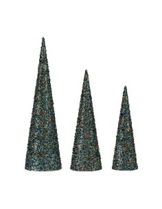 Decorazione Natale Coni Paillettes Azzurro Dorato Plastica da Krist+, Natale - Ref: S3612041, Precio: €16.34, Descuento: %