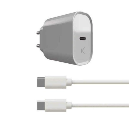 Wall Charger + USB C Cable KSIX White 20W | Tienda24 - Global Online Shop Tienda24.eu