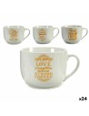 Cup Coffee Porcelain Golden White 500 ml 24 Units | Tienda24 Tienda24.eu