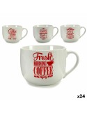 Taza Coffee Porcelana Rojo Blanco 500 ml 24 Unidades | Tienda24 Tienda24.eu