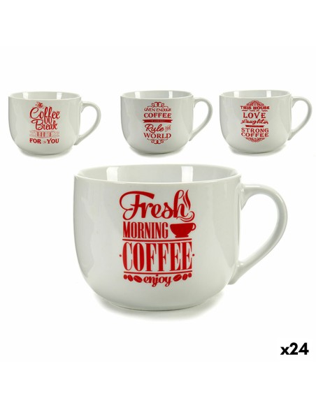 Kop Coffee Porcelana Vermelho Branco 500 ml 24 Unidades | Tienda24 Tienda24.eu