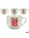 Taza Coffee Porcelana Rojo Blanco 500 ml 24 Unidades | Tienda24 Tienda24.eu