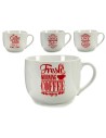 Taza Coffee Porcelana Rojo Blanco 500 ml 24 Unidades | Tienda24 Tienda24.eu