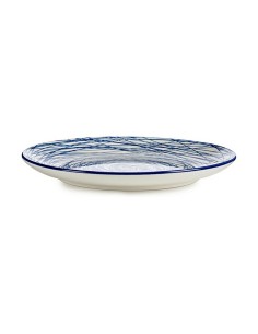 Flat plate Stripes Porcelain Blue White 6 Units (24 x 2,8 x 24 cm) by Vessia, Plates and dishes - Ref: S3615598, Price: €14.3...