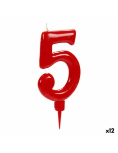 Candela Rosso Compleanno Numeri 5 (12 Unità) da BigBuy Home, Articoli per feste - Ref: S3616141, Precio: 13,84 €, Descuento: %