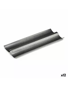 Schale Brot Metall Dunkelgrau Kohlenstoffstahl (16 x 2,5 x 38 cm) (12 Stück) von Kinvara, Kuchen- und Biskuit-Formen - Ref: S...