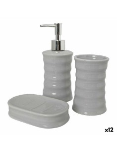 Badezimmer Set Home ESPRIT Weiß natürlich Bambus polystyrol 7 x 7 x 16 cm | Tienda24 Tienda24.eu