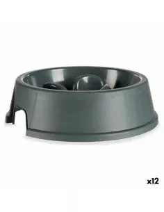 Comedouro de Alimentação Lenta para Animais de Estimação Antracite Plástico (27 x 7,5 x 27 cm) (12 Unidades) de Mascow, Prato...