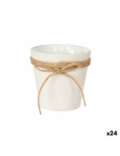 Vaso Fiocco Bianco Corda Plastica 14 x 12,5 x 14 cm 14 x 14 x 14 cm (24 Unità) da Ibergarden, Cachepot - Ref: S3618413, Preci...