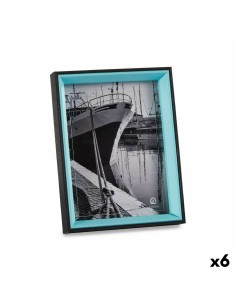 Cornice Portafoto Cristallo Nero Azzurro Legno MDF (3 x 22 x 17 cm) (6 Unità) da Gift Decor, Cornici da parete e da tavolo - ...