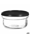 Porta Pranzo Rotondo con Coperchio Nero Trasparente Plastica Vetro 12 x 6 x 12 cm 415 ml da Vivalto, Conservazione di aliment...