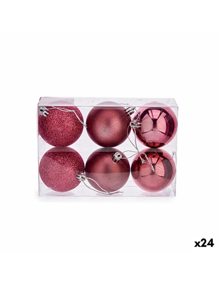 Set de Bolas de Navidad Rosa PVC Ø 8 cm (24 Unidades) | Tienda24 Tienda24.eu