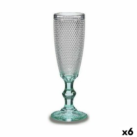 Champagne glass Points Transparent Turquoise Glass 6 Units (185