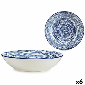 Suppenteller Streifen Porzellan Blau Weiß 6 Stück (20 x 4,7 x