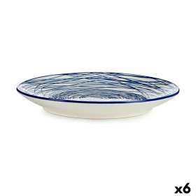 Prato de Sobremesa Ø 20 cm Porcelana Azul Branco 6