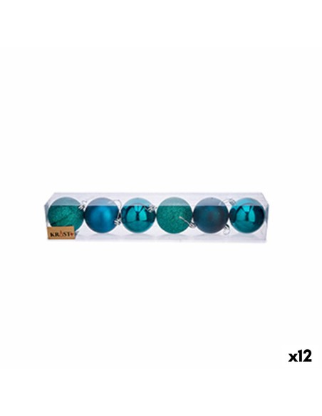 Lot de boules de Noël Bleu Plastique Ø 7 cm (12 Unités) | Tienda24 Tienda24.eu