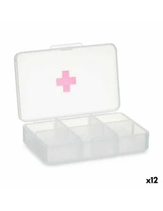 Caixa de Medicamentos com Compartimentos Transparente Plástico (11,5 x 18 x 2,2 cm) (12 Unidades) de Berilo, Auxílios para a ...