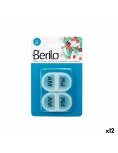 Caixa de Medicamentos com Compartimentos Conjunto Transparente Plástico (12 Unidades) de Berilo, Auxílios para a memória - Re...