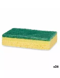 Set de Estropajos Verde Amarillo Celulosa Fibra abrasiva (10,5 X 6,7 X 2,5 cm) (26 Unidades) de BigBuy Home, Utensilios de li...