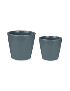 Set de Macetas 2 Piezas Ø 22 cm Ø 28 cm Antracita Arcilla de Ibergarden, Macetas para flores - Ref: S3622846, Precio: 20,49 €...